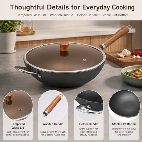 Carbon Steel Wok with Lid (12.59")