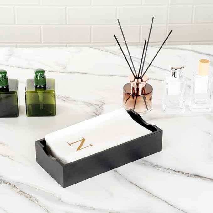 Luxenap 15.8 X 7.9 Inch Linen-Feel Guest Towels, 2000 Lettered Hand Towels - Gold Letter 'N', Sans Serif Font, White Paper Dinner Napkins, airlaid, For Restrooms And Tables