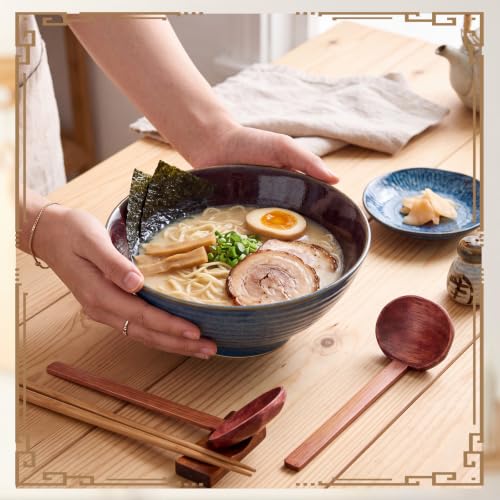 40oz Ceramic Japanese Ramen Bowls Set of 4 (Peacock Green)