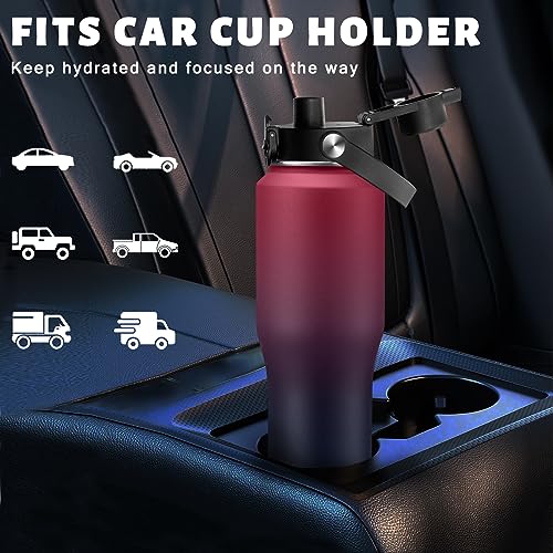 32 oz Insulated Water Bottle with Straw Lid (Gradient Claret / 32 Ounces)