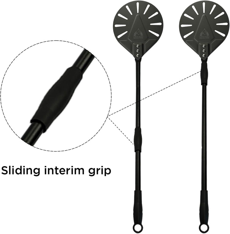 Turning Perforated Pizza Peel - 7" Diameter - 35" Overall Length - Premium Pizza Peel, Pizza Steel, 12 Inch for Professional and Home Use
