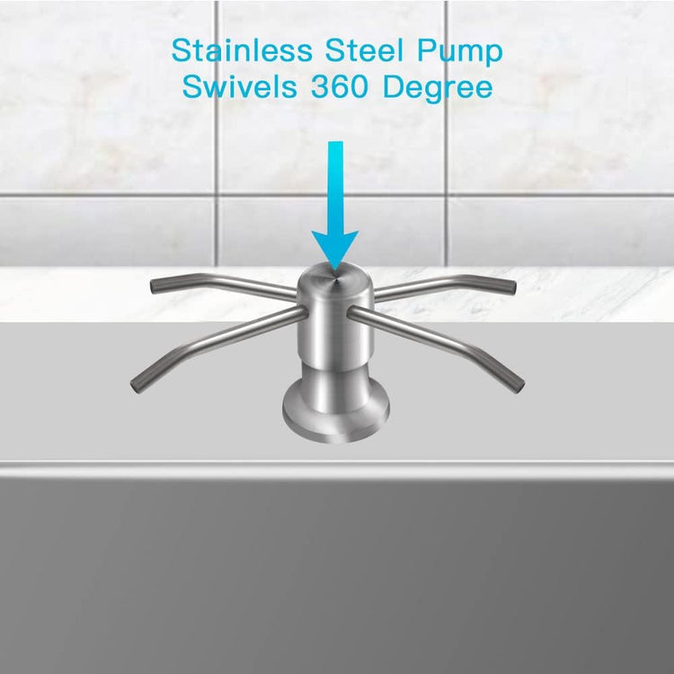 Dish Soap Dispenser for Kitchen Sink (Brushed Nickel), Countertop Sink Soap Dispenser Water Pump with 47” No-Spill Extension Tube Kit Design for Kitchen Bathroom, No More Refills (Sliver)