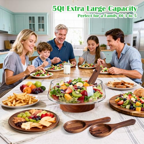 Extra Large Glass Salad Bowl with Lid Set