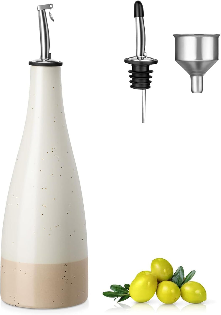 vancasso 16 Oz Ceramic Olive Oil Dispenser Bottle, Bottle Dispenser with Spout and Funnel for Kitchen,Suitable for Oil, Vinegar, Coffee Syrups & Other Liquids,Cream