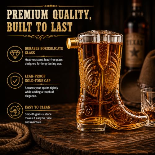 Western Cowboy Boot Whiskey Decanter 27oz