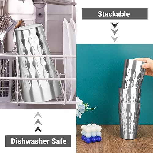Stainless Steel Drinking Glasses (fire diamond-patterned / 19oz,12pcs)