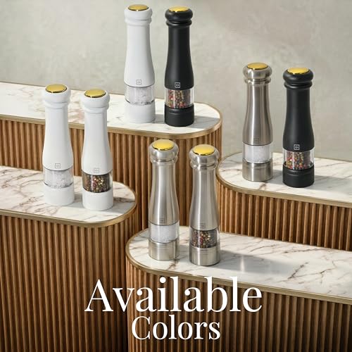 Electric Salt and Pepper Grinder Set (Black/White)