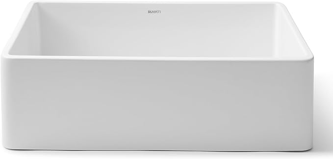 Ruvati 30 x 20 inch Fireclay Reversible Farmhouse Apron-Front Kitchen Sink Single Bowl - White - RVL2100WH