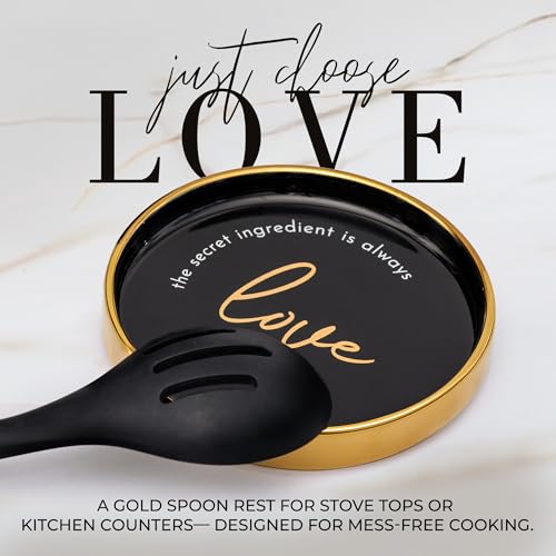 Black and Gold Kitchen Utensils Set with Holder (8PC Black & Gold)
