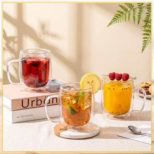 Glass Coffee Mugs Set of 6 (480ml / Clear round)