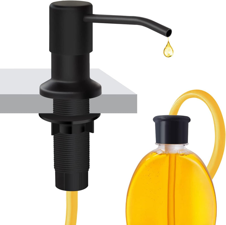 Soap Dispenser for Kitchen Sink and Extension Tube Kit, Stainless Steel Countertop SoapDispenser with 47 Inches Tube Connects Directly to Soap Bottle, Hand and Dish Soap Dispenser Pump (Black)