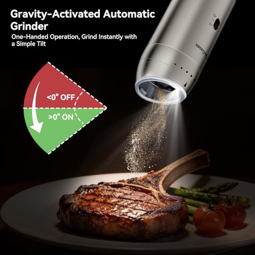Electric Salt and Pepper Grinder Set (Silver)