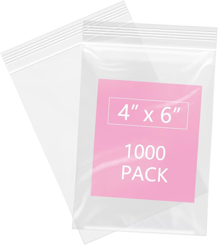 iMailer - 1000 Pcs- 4" x 6" Clear Small Zip Bag - Reclosable Zip Plastic Poly Bags 2 Mil with Resealable Lock Seal Zipper for Photo, Jewelry, Bakery, Treats, Party Favors