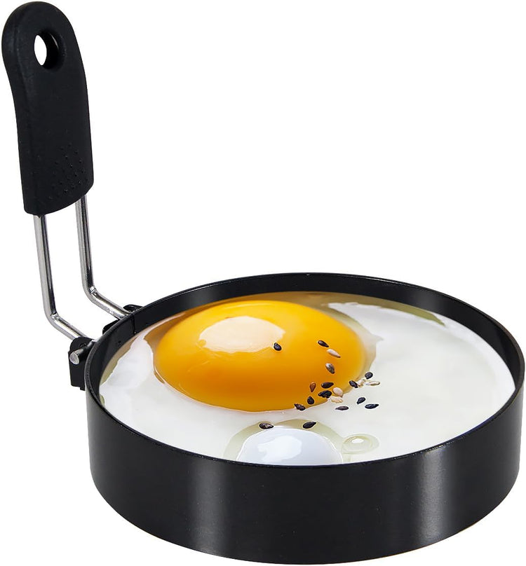 3.5'' Egg Rings with Silicone Handle, Stainless Steel Egg Cooking Rings,Nonstick,For Frying Eggs and Egg Mcmuffins, Egg Mold For Breakfast
