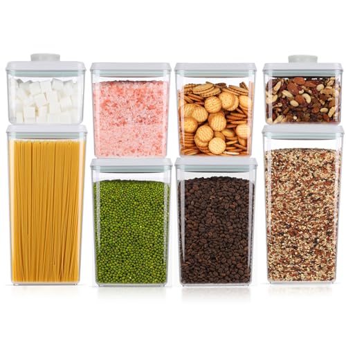 8 Pcs Pop Food Storage Containers Airtight Food Storage Containers Set with Lids Kitchen Pantry Organization and Storage (gray, 8 Pcs)