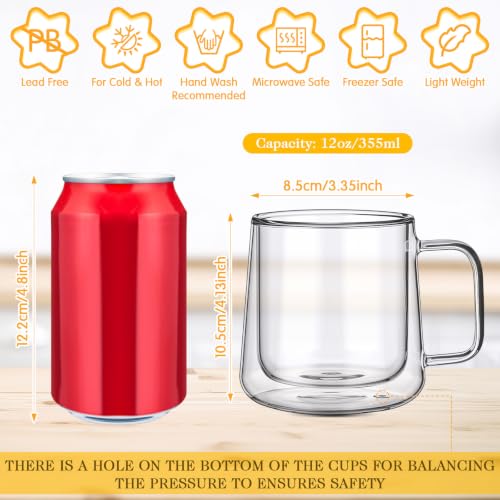 Glass Coffee Mugs Set of 4 (350ml / Clear)