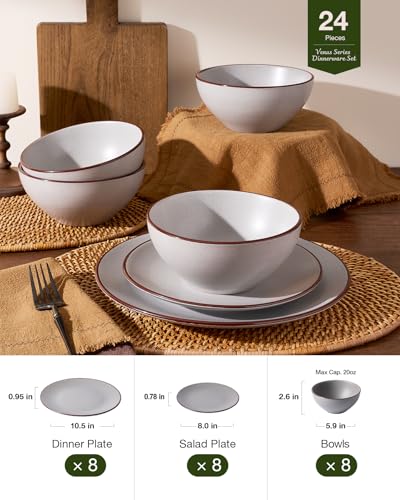 Venus Plates and Bowls Sets with Rim (Light Gray / Serves 8 (24pc))