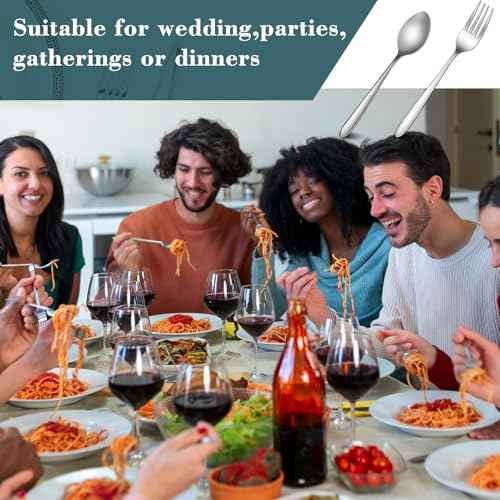 500 Pcs Forks and Spoons Silverware Set for 250 Stainless Steel Flatware Cutlery Set Forks and Spoons Bulk Silverware Utensil for Kitchen Restaurant Home Dinner (500 Count)