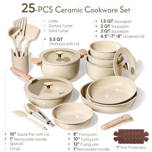 25pcs Ceramic Cookware Set