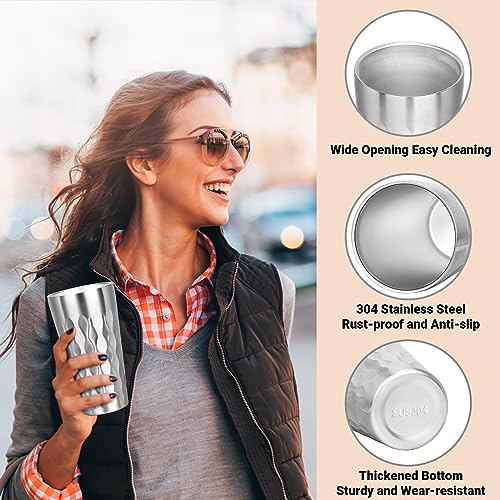 Stainless Steel Drinking Glasses (fire diamond-patterned / 19oz,12pcs)