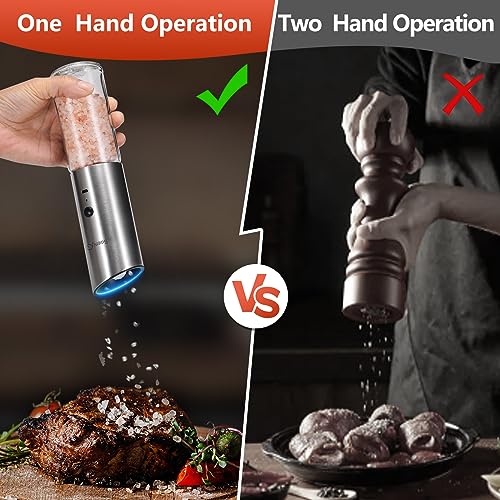 Electric Salt and Pepper Grinder Set (silvery white)