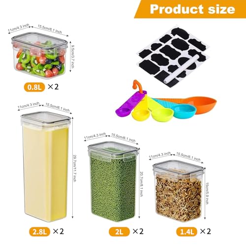 8pc Clear Airtight Canisters with Lids (8 pcs(14L))