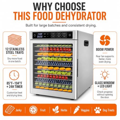 12 Tray Commercial Food Dehydrator