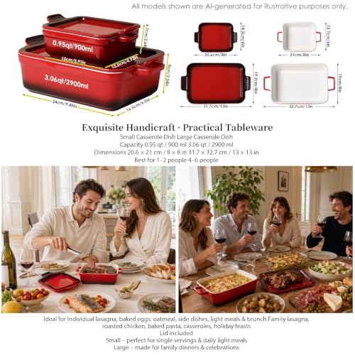 Ceramic Casserole Dish with Lid 6 Pcs (6 Count)