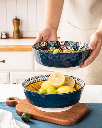 Large Salad Bowl Sets for Serving Soup (Blue / 48 Oz)