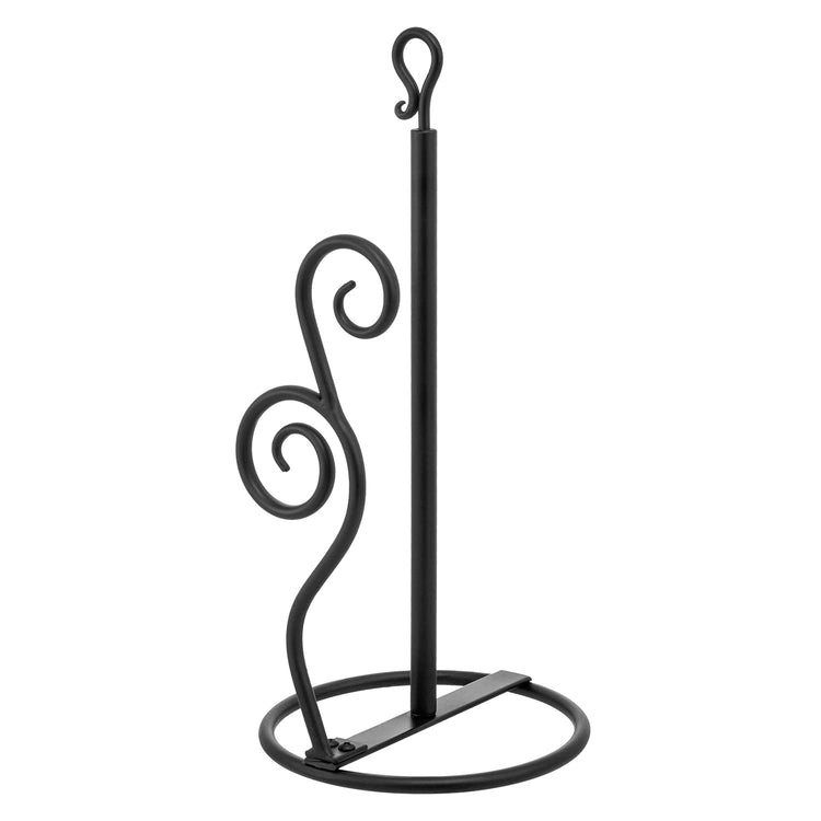 Rustic Burnt Solid Wood and Industrial Matte Black Metal Dining Combination Caddy with Paper Towel Roll Dispenser Stand