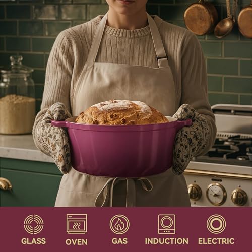 6 Quart Dutch Oven Pot with Lid (6 QT / Rose)