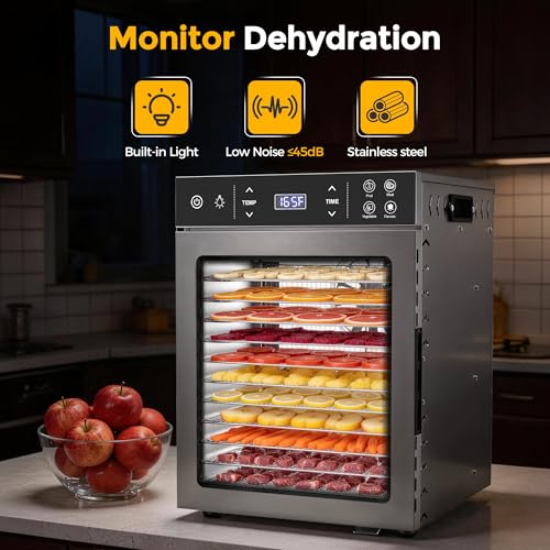 800W Food Dehydrator with 12 Trays for Jerky