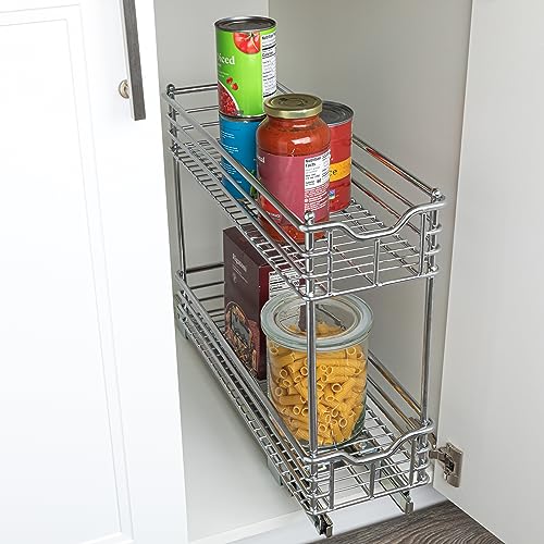 Glidez 2‑Tier Multipurpose Chrome‑Plated Steel Pull‑Out (2-Tier / 7" - Extended)