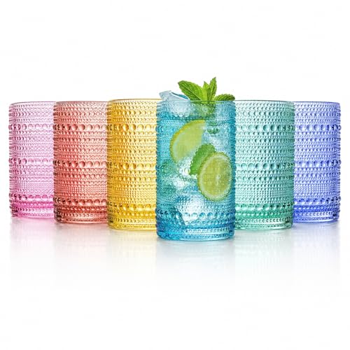 Hobnail Beaded Highball Drinking Tumbler Glasses