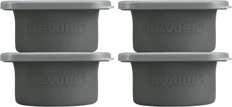 Stackable Silicone Artisan Pizza Dough Proofing Proving Boxes with Air-tight Lids-4pack-500ml Volume for 250g Dough Ball (Space Grey)