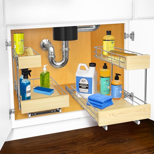 SELECT™ Pull Out Under Sink Kitchen Cabinet Organizer (11.5"W x 18"D Wood)