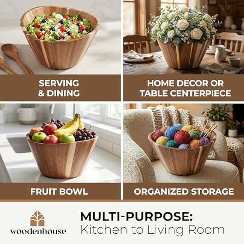Extra Large Wooden Salad Bowl (Wavy / 1 Piece)