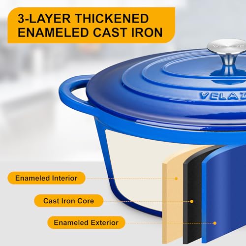 7.5 QT Oval Enameled Cast Iron Dutch Oven Pot with Lid