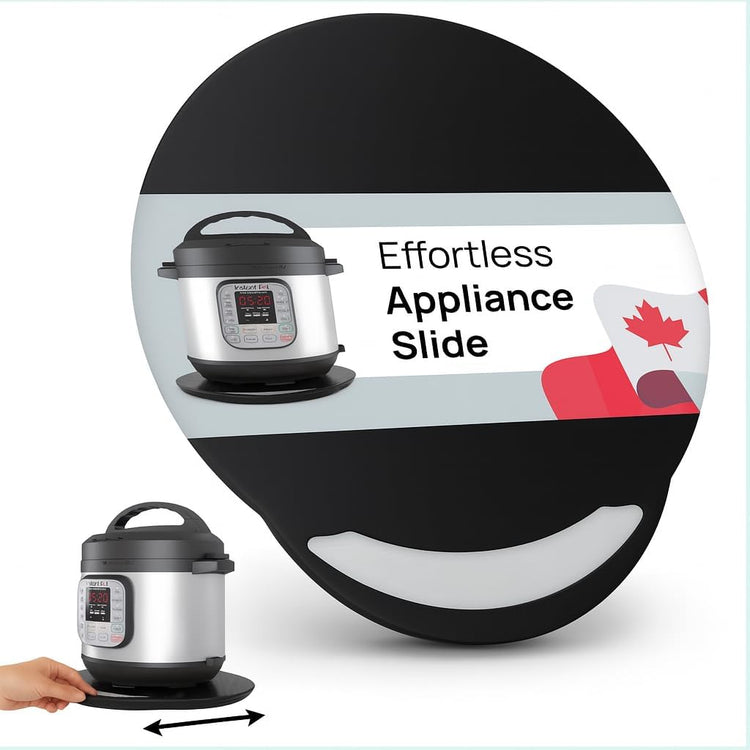 Ibyx Elegant Round Sliding Tray for Your Pressure Cooker, Air Fryer & Heavy Kitchen Appliances - Sturdy, Slides Easily from Under The Cabinet (Black, 13β)