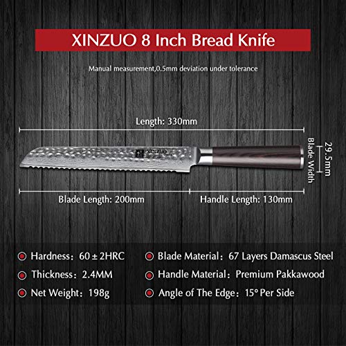 67 Layers Damascus Bread Slicing Knife