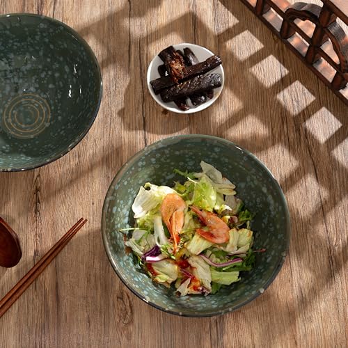 8 Inch Ceramic Ramen Bowl Set of 2 (Jade Green)