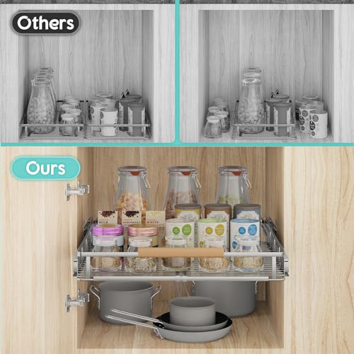 2Pack Expandable Pull Out Cabinet Organizer (X-Large, 23.2~39.99'' W x 22.5''D/Side-Mount / 2Pack)