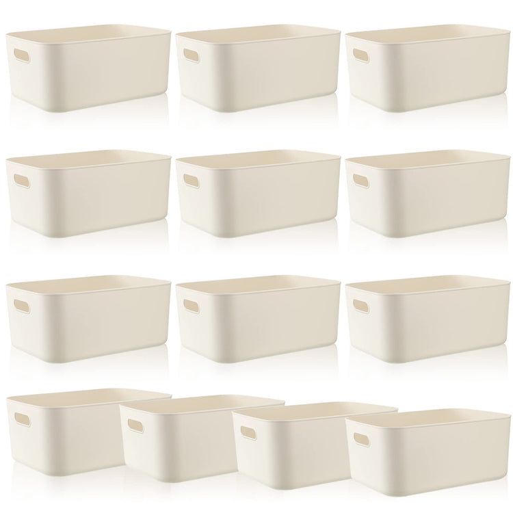 Plastic Storage Bins 10 Pcs White Pantry Organizer Bins Small Baskets Storage Containers for Home Kitchen (10 Count)