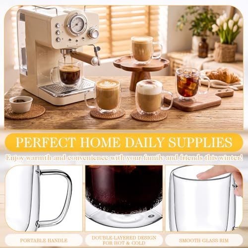 Glass Coffee Mugs Set of 6 (480ml / Clear round)