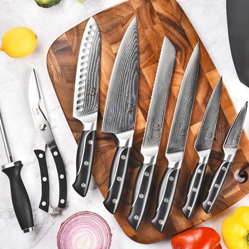 Damascus Kitchen Knife Sets (9 Count)