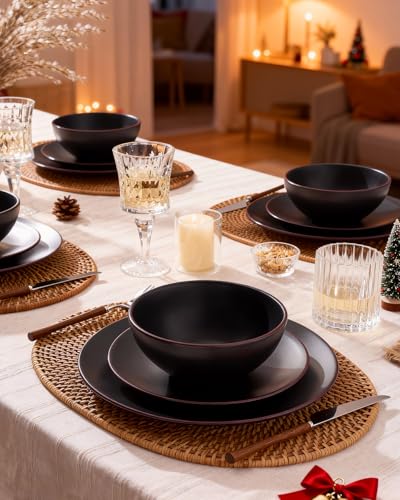 Venus Plates and Bowls Sets (Black / Serves 4 (12pc))