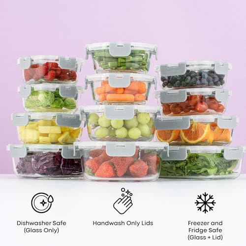 24pc Borosilicate Glass Storage Containers with Lids (Color Powder Blue)