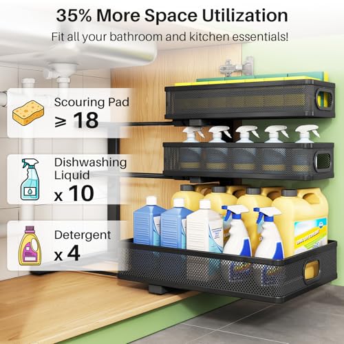 Under Sink Organizer (Black / 2 Pack)