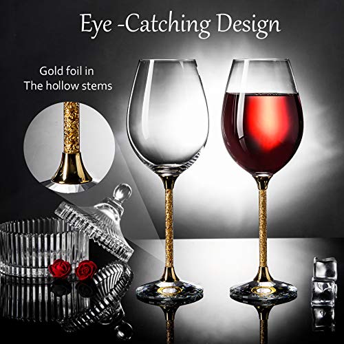 Crystal Gold Foil Wine Glasses Set Lead (2 Count)