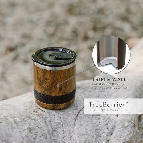 Recess Lowball 10oz Stainless Steel Tumbler Whiskey Glass w (10 Ounces / Teak Wood)